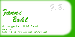 fanni bohl business card